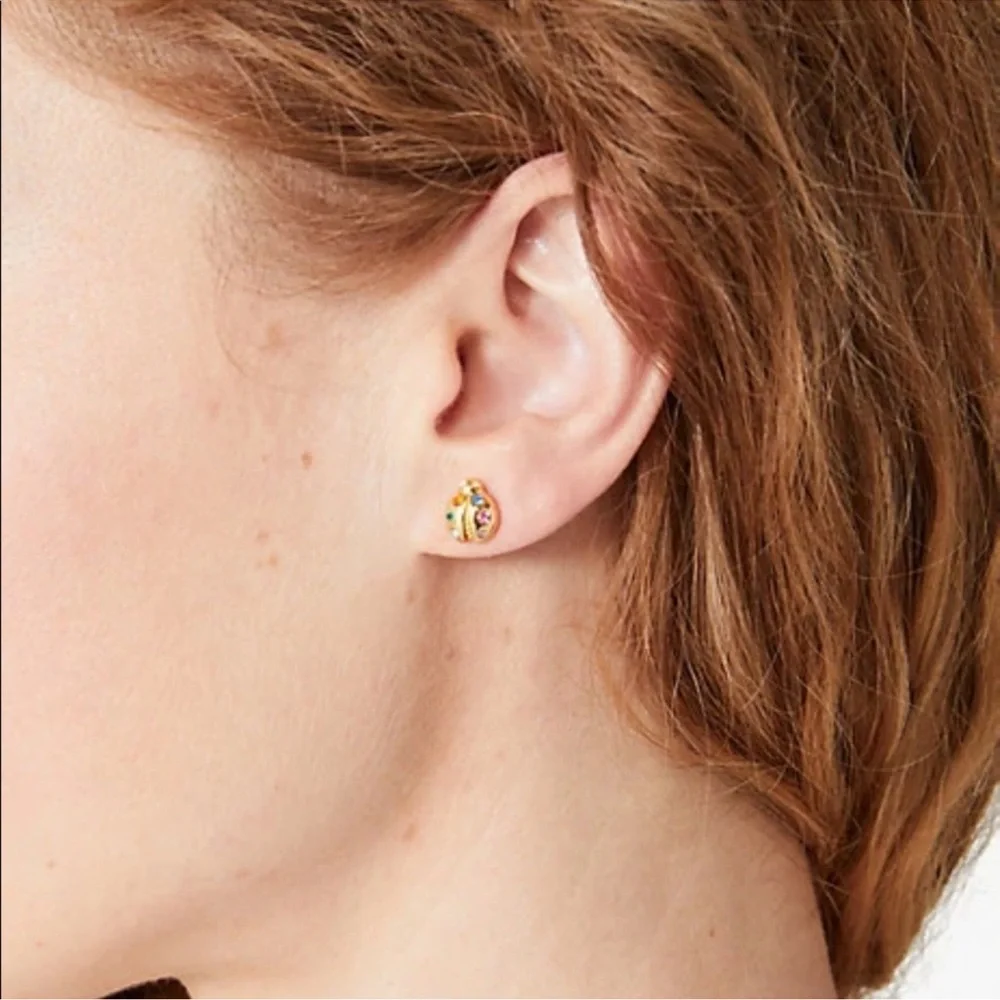 Kate Spade Earrings / Cz Gold-Tone Ladybug Stud Earrings NWT